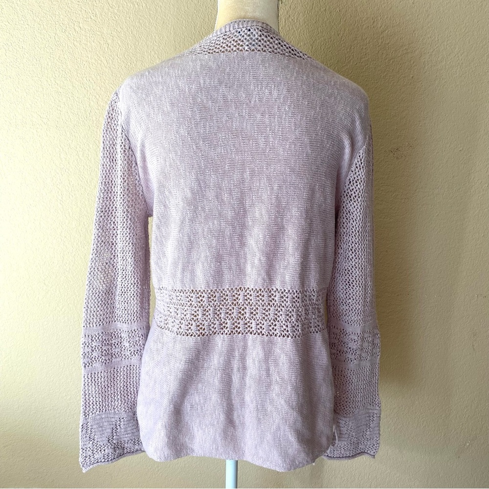 Sundance Beaux Pointelle Lilac Cardigan Sweater - Picture 2 of 9